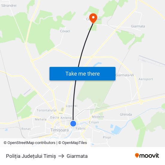 Poliția Județului Timiș to Giarmata map