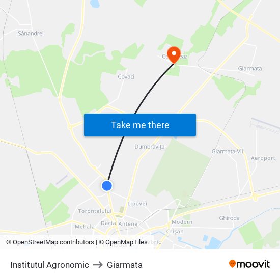 Institutul Agronomic to Giarmata map