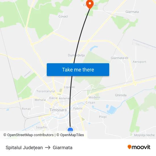 Spitalul Județean to Giarmata map