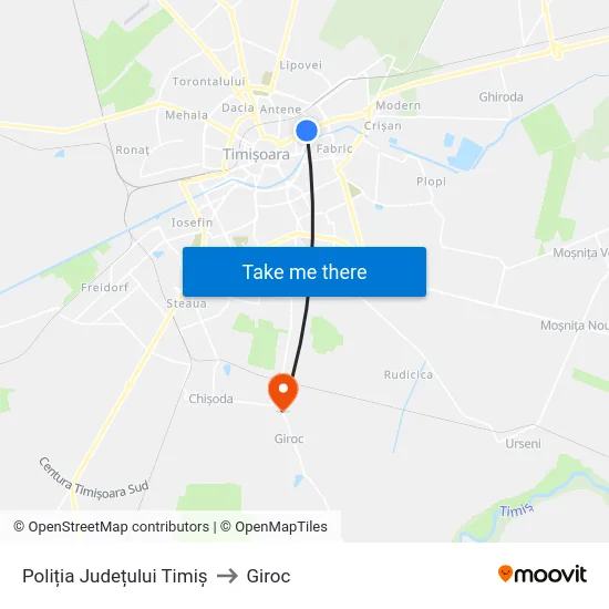Poliția Județului Timiș to Giroc map