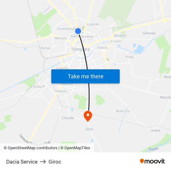 Dacia Service to Giroc map