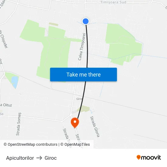 Apicultorilor to Giroc map