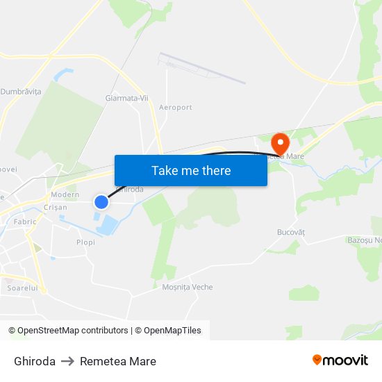 Ghiroda to Remetea Mare map