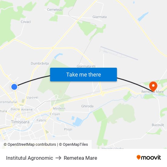 Institutul Agronomic to Remetea Mare map