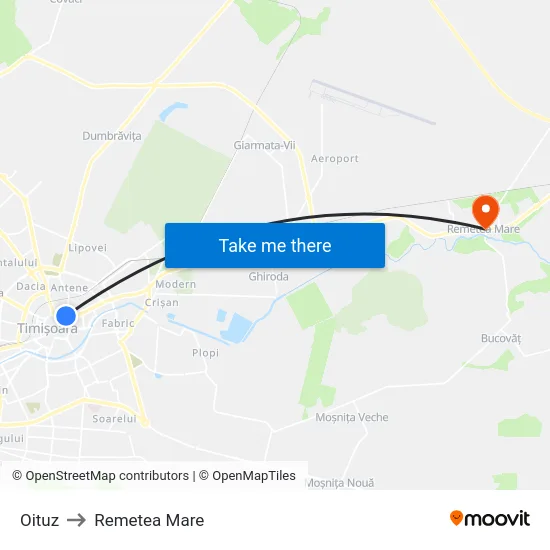 Oituz to Remetea Mare map