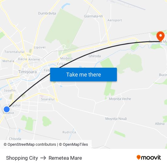 Shopping City to Remetea Mare map