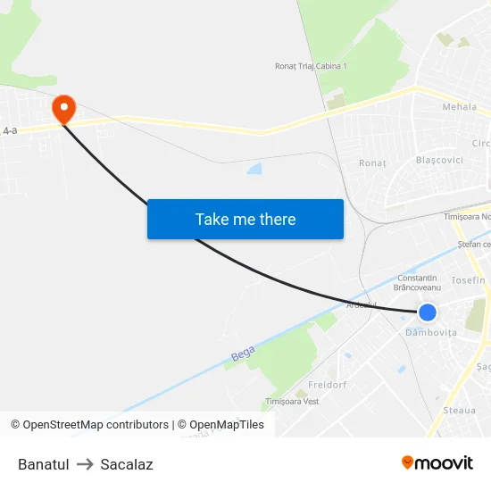 Banatul to Sacalaz map