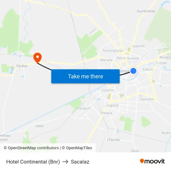 Hotel Continental (Bnr) to Sacalaz map