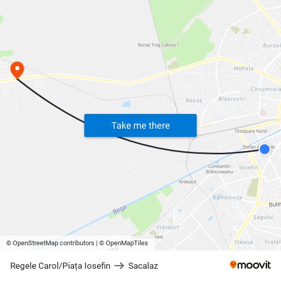 Regele Carol/Piața Iosefin to Sacalaz map