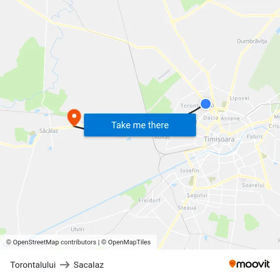 Calea Torontalului to Sacalaz map