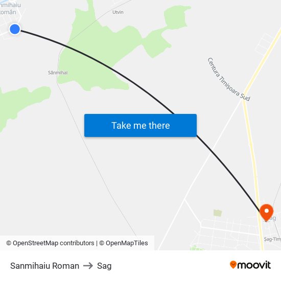 Sanmihaiu Roman to Sag map
