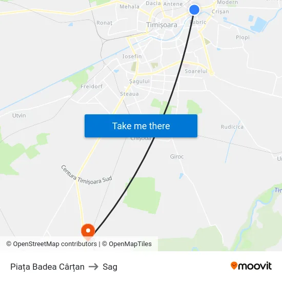 Piața Badea Cârțan to Sag map