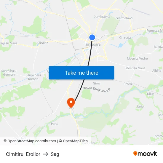 Cimitirul Eroilor to Sag map