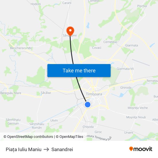 Piața Iuliu Maniu to Sanandrei map