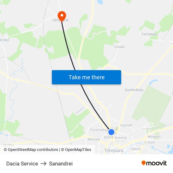 Dacia Service to Sanandrei map