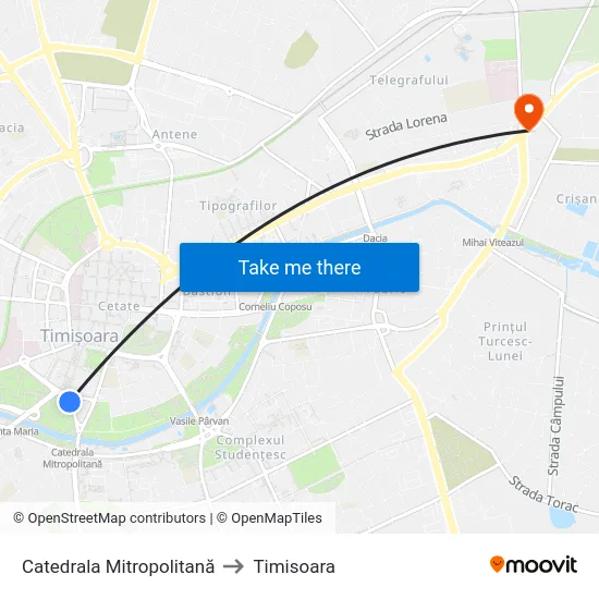 Catedrala Mitropolitană to Timisoara map