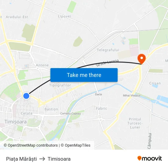 Piața Mărăști to Timisoara map
