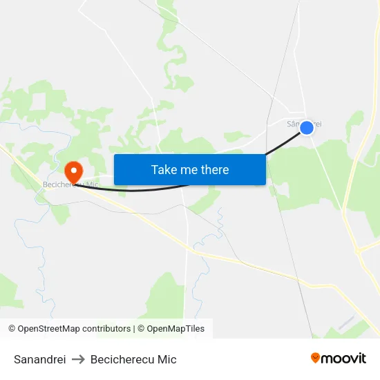 Sanandrei to Becicherecu Mic map