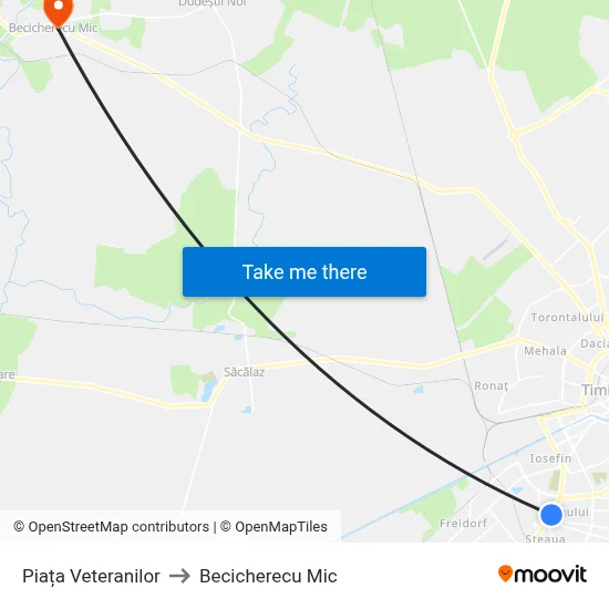 Piața Veteranilor to Becicherecu Mic map