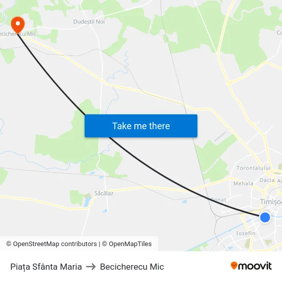 Piața Sfânta Maria to Becicherecu Mic map