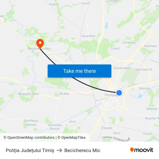 Poliția Județului Timiș to Becicherecu Mic map