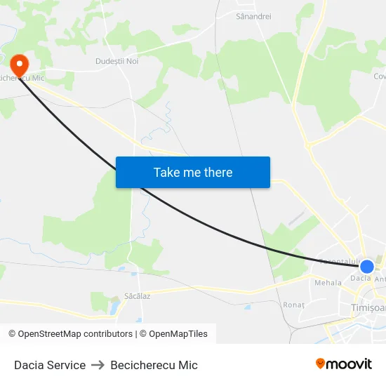 Dacia Service to Becicherecu Mic map