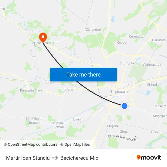 Martir Ioan Stanciu to Becicherecu Mic map