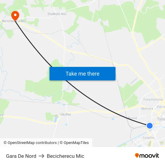 Gara De Nord to Becicherecu Mic map