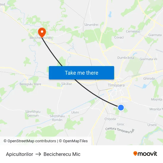Apicultorilor to Becicherecu Mic map
