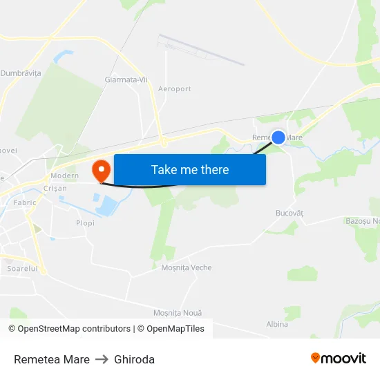 Remetea Mare to Ghiroda map
