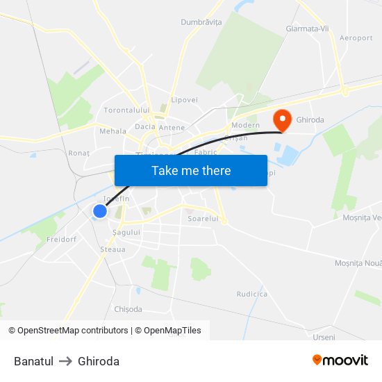 Banatul to Ghiroda map
