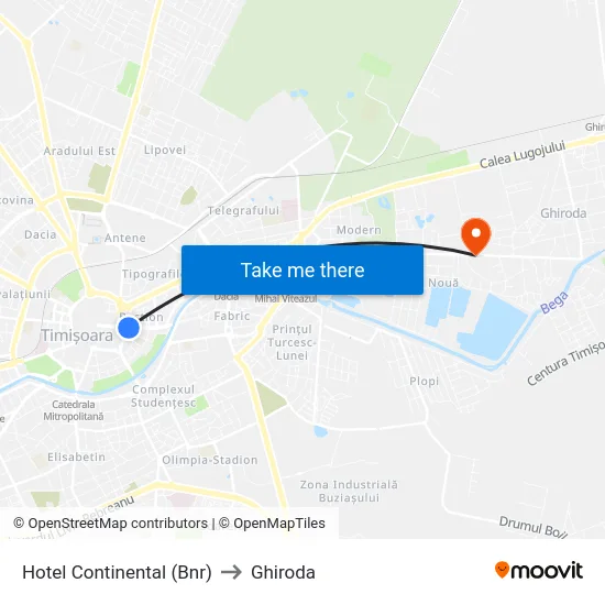 Hotel Continental (Bnr) to Ghiroda map