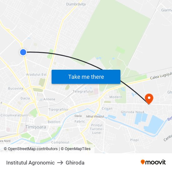 Institutul Agronomic to Ghiroda map