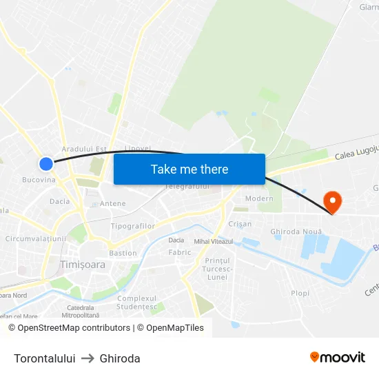 Torontalului to Ghiroda map