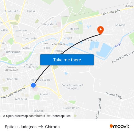 Spitalul Județean to Ghiroda map