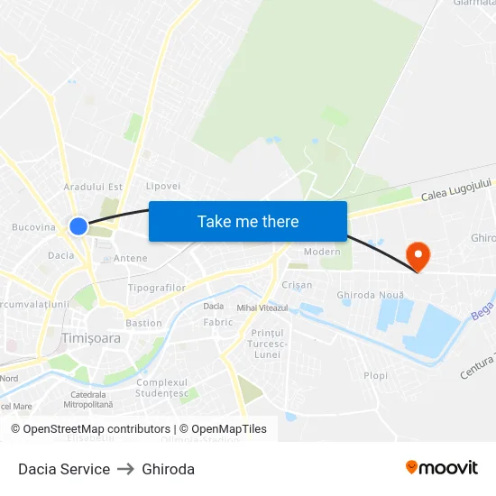 Dacia Service to Ghiroda map