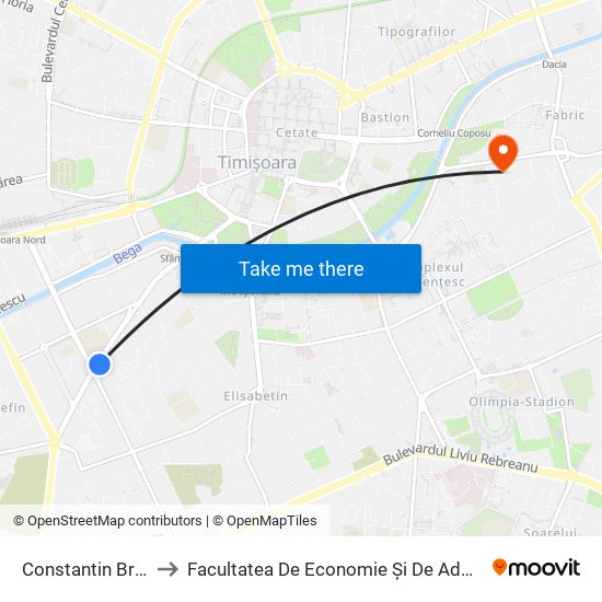 Constantin Brâncoveanu to Facultatea De Economie Și De Administrarea A Afacerilor map