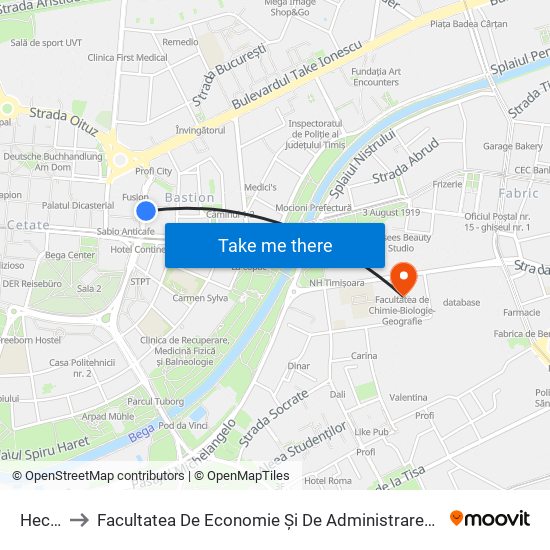 Hector to Facultatea De Economie Și De Administrarea A Afacerilor map