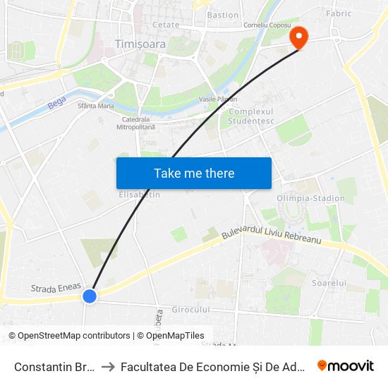 Constantin Brâncoveanu to Facultatea De Economie Și De Administrarea A Afacerilor map