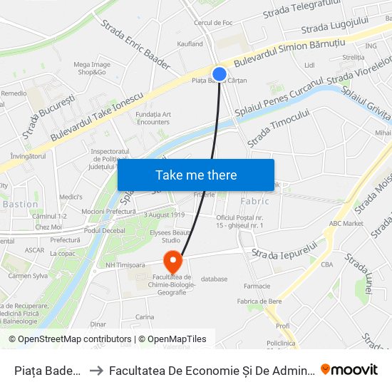 Piața Badea Cârțan to Facultatea De Economie Și De Administrarea A Afacerilor map