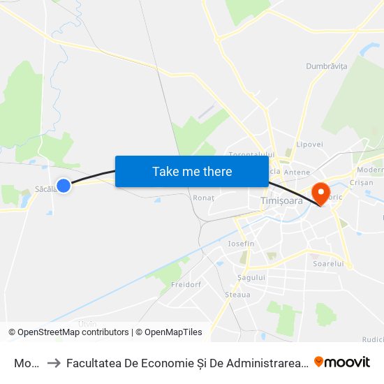 Moara to Facultatea De Economie Și De Administrarea A Afacerilor map