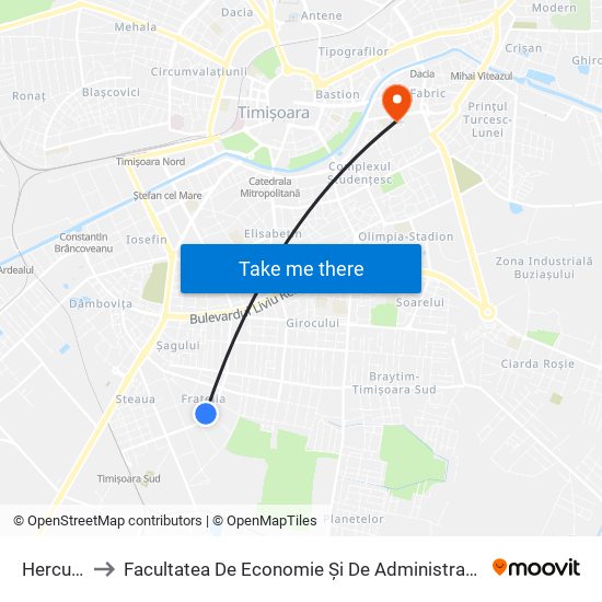 Herculane to Facultatea De Economie Și De Administrarea A Afacerilor map