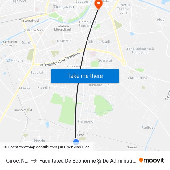 Giroc, Naturii to Facultatea De Economie Și De Administrarea A Afacerilor map