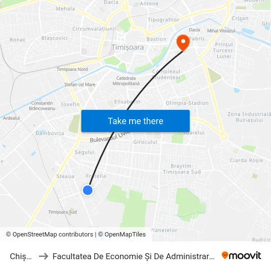 Chișodei to Facultatea De Economie Și De Administrarea A Afacerilor map