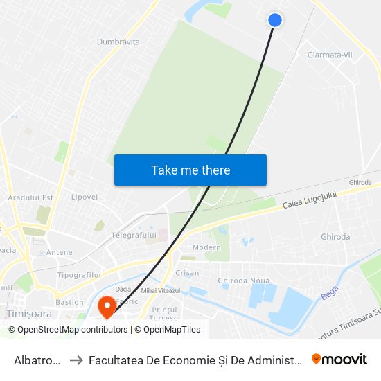 Albatrosului I to Facultatea De Economie Și De Administrarea A Afacerilor map