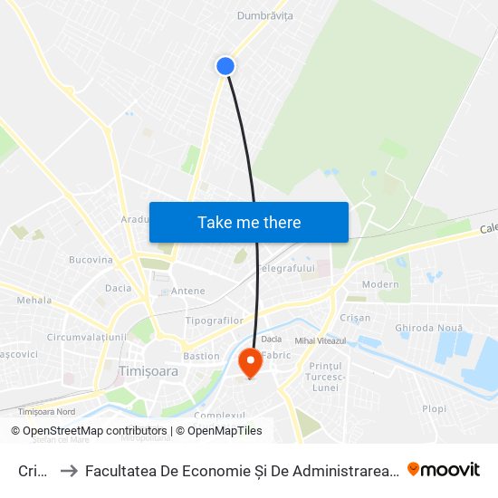 Crișan to Facultatea De Economie Și De Administrarea A Afacerilor map