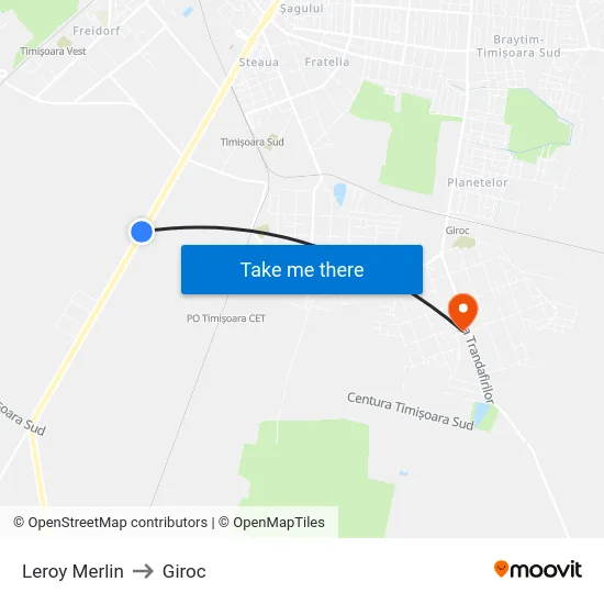 Leroy Merlin to Giroc map