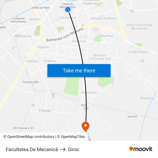 Facultatea De Mecanică to Giroc map