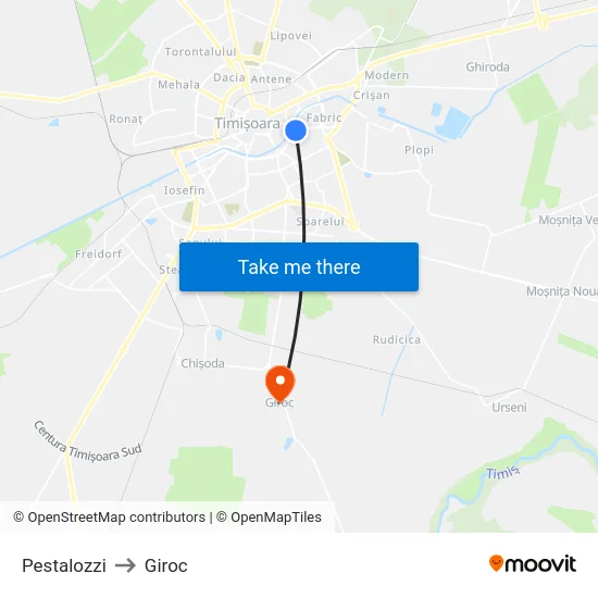 Pestalozzi to Giroc map