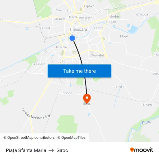 Piața Sfânta Maria to Giroc map
